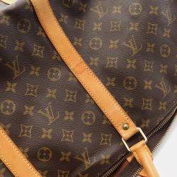 Pre Owned Louis Vuitton Keepall Bandouliere 60 Brown Monogram Canvas Travel Bag