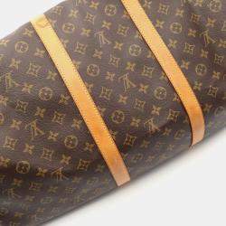 Pre Owned Louis Vuitton Keepall Bandouliere 60 Brown Monogram Canvas Travel Bag