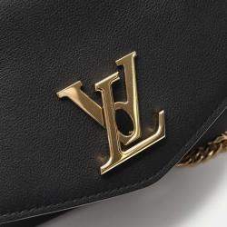 Pre Owned Louis Vuitton Oxford Lockme Noir Leather Shoulder Bag