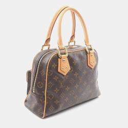 Pre Owned Louis Vuitton Manhattan PM Brown Monogram Canvas Handbag