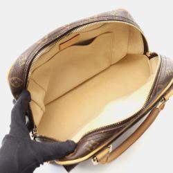 Louis Vuitton Manhattan Pm Handbag  Monogram Canvas Leather Brown