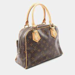 Louis Vuitton Manhattan Pm Handbag  Monogram Canvas Leather Brown