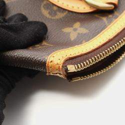 Pre Owned Louis Vuitton Lockit Brown Monogram Canvas Leather Top Handle Bag