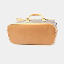 Pre Owned Louis Vuitton Lockit Brown Monogram Canvas Leather Top Handle Bag