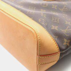 Pre Owned Louis Vuitton Lockit Brown Monogram Canvas Leather Top Handle Bag