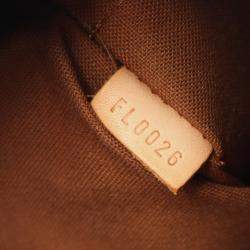 Pre Owned Louis Vuitton Lockit Brown Monogram Canvas Leather Top Handle Bag