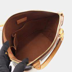 Pre Owned Louis Vuitton Lockit Brown Monogram Canvas Leather Top Handle Bag
