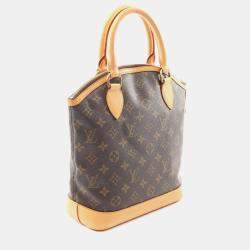 Pre Owned Louis Vuitton Lockit Brown Monogram Canvas Leather Top Handle Bag