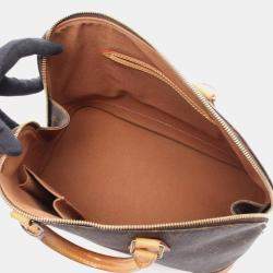 Pre Owned Louis Vuitton Alma PM Brown Monogram Leather Satchel Bag 