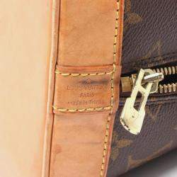 Pre Owned Louis Vuitton Alma PM Brown Monogram Leather Satchel Bag 