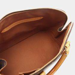 Pre Owned Louis Vuitton Alma Hand Zipped Bag  Monogram Canvas Brown