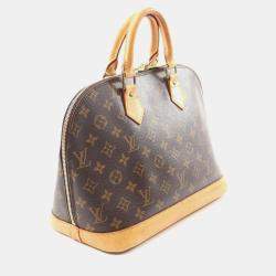 Pre Owned Louis Vuitton Alma Hand Zipped Bag  Monogram Canvas Brown