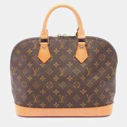 Pre Owned Louis Vuitton Alma Pm Handbag  Monogram Canvas Leather Brown