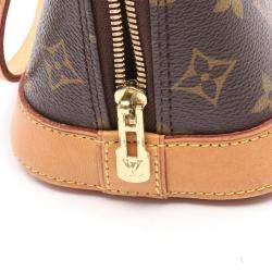 Pre Owned Louis Vuitton Alma BB Brown Monogram Leather Satchel Bag 