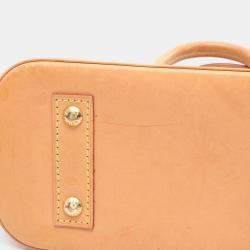 Pre Owned Louis Vuitton Alma BB Brown Monogram Leather Satchel Bag 