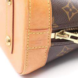 Pre Owned Louis Vuitton Alma BB Brown Monogram Leather Satchel Bag 