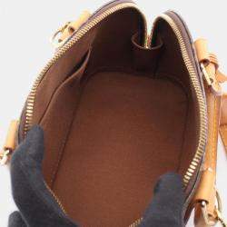 Pre Owned Louis Vuitton Alma BB Brown Monogram Leather Satchel Bag 