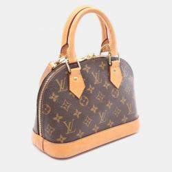 Pre Owned Louis Vuitton Alma BB Brown Monogram Leather Satchel Bag 