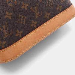 Pre Owned Louis Vuitton Alma BB Brown Monogram Leather Satchel Bag 