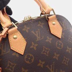 Pre Owned Louis Vuitton Alma BB Brown Monogram Leather Satchel Bag 