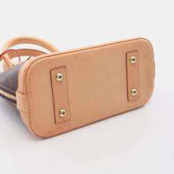 Pre Owned Louis Vuitton Alma BB Brown Monogram Leather Satchel Bag 