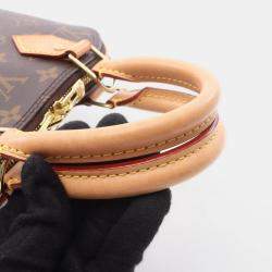 Pre Owned Louis Vuitton Alma BB Brown Monogram Leather Satchel Bag 