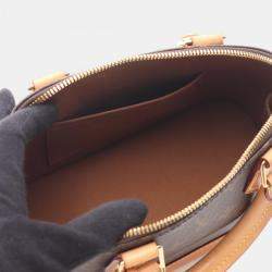 Pre Owned Louis Vuitton Alma BB Brown Monogram Leather Satchel Bag 