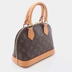 Pre Owned Louis Vuitton Alma BB Brown Monogram Leather Satchel Bag 
