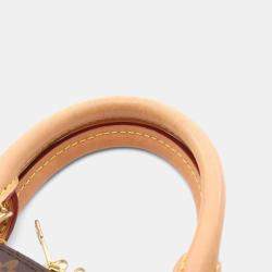 Pre Owned Louis Vuitton Alma BB Brown Monogram Leather Satchel Bag 