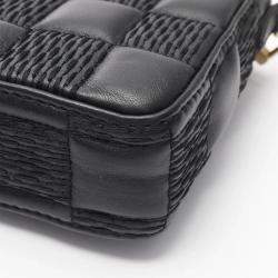 Pre Owned Louis Vuitton Troca Pochette Damier Black Quilt Lambskin Shoulder Bag 