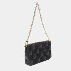Pre Owned Louis Vuitton Troca Pochette Damier Black Quilt Lambskin Shoulder Bag 