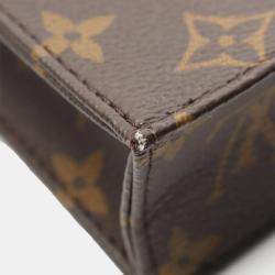 Pre Owned Louis Vuitton Sac Plat Petite Brown Monogram Canvas Bag