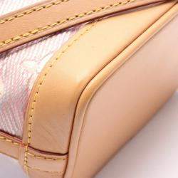 Pre Owned Louis Vuitton Nano Noe Pink Monogram Laminated Jacquard Shoulder Bag 