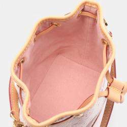 Pre Owned Louis Vuitton Nano Noe Pink Monogram Laminated Jacquard Shoulder Bag 
