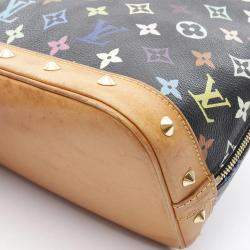 Pre Owned Louis Vuitton Alma Multicolor Black Monogram Handbag 