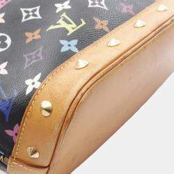 Pre Owned Louis Vuitton Alma Multicolor Black Monogram Handbag 