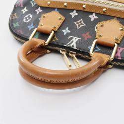Pre Owned Louis Vuitton Alma Multicolor Black Monogram Handbag 