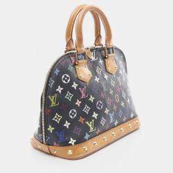 Pre Owned Louis Vuitton Alma Multicolor Black Monogram Handbag 