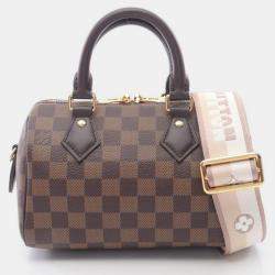 Pre Owned Louis Vuitton Speedy Bandouliere 20 Damier Ebene Handbag