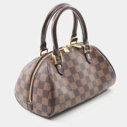 Pre Owned Louis Vuitton Rivera Mini Damier Ebene Leather Handbag 