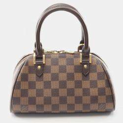 Pre Owned Louis Vuitton Rivera Mini Damier Ebene Leather Handbag 