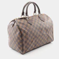 Pre Owned Louis Vuitton Speedy 30 Damier Ebene Canvas Leather Handbag