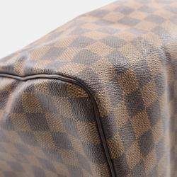 Pre Owned Louis Vuitton Speedy 30 Damier Ebene Canvas Leather Handbag
