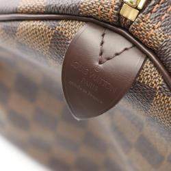 Pre Owned Louis Vuitton Speedy 30 Damier Ebene Canvas Leather Handbag