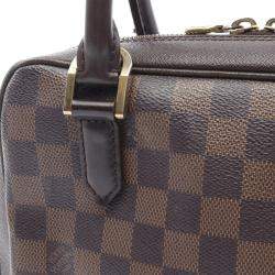 Pre Owned Louis Vuitton Brera Brown Ebene Damier Canvas Leather Handbag 