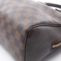 Pre Owned Louis Vuitton Brera Brown Ebene Damier Canvas Leather Handbag 