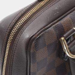 Pre Owned Louis Vuitton Brera Brown Ebene Damier Canvas Leather Handbag 