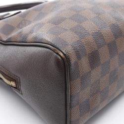 Pre Owned Louis Vuitton Brera Brown Ebene Damier Canvas Leather Handbag 