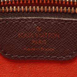 Pre Owned Louis Vuitton Brera Brown Ebene Damier Canvas Leather Handbag 