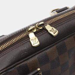 Pre Owned Louis Vuitton Brera Brown Ebene Damier Canvas Leather Handbag 